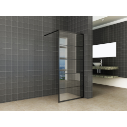 Wiesbaden Horizon inloopdouche mat zwart raster 120x200 cm - 8mm NANO glas