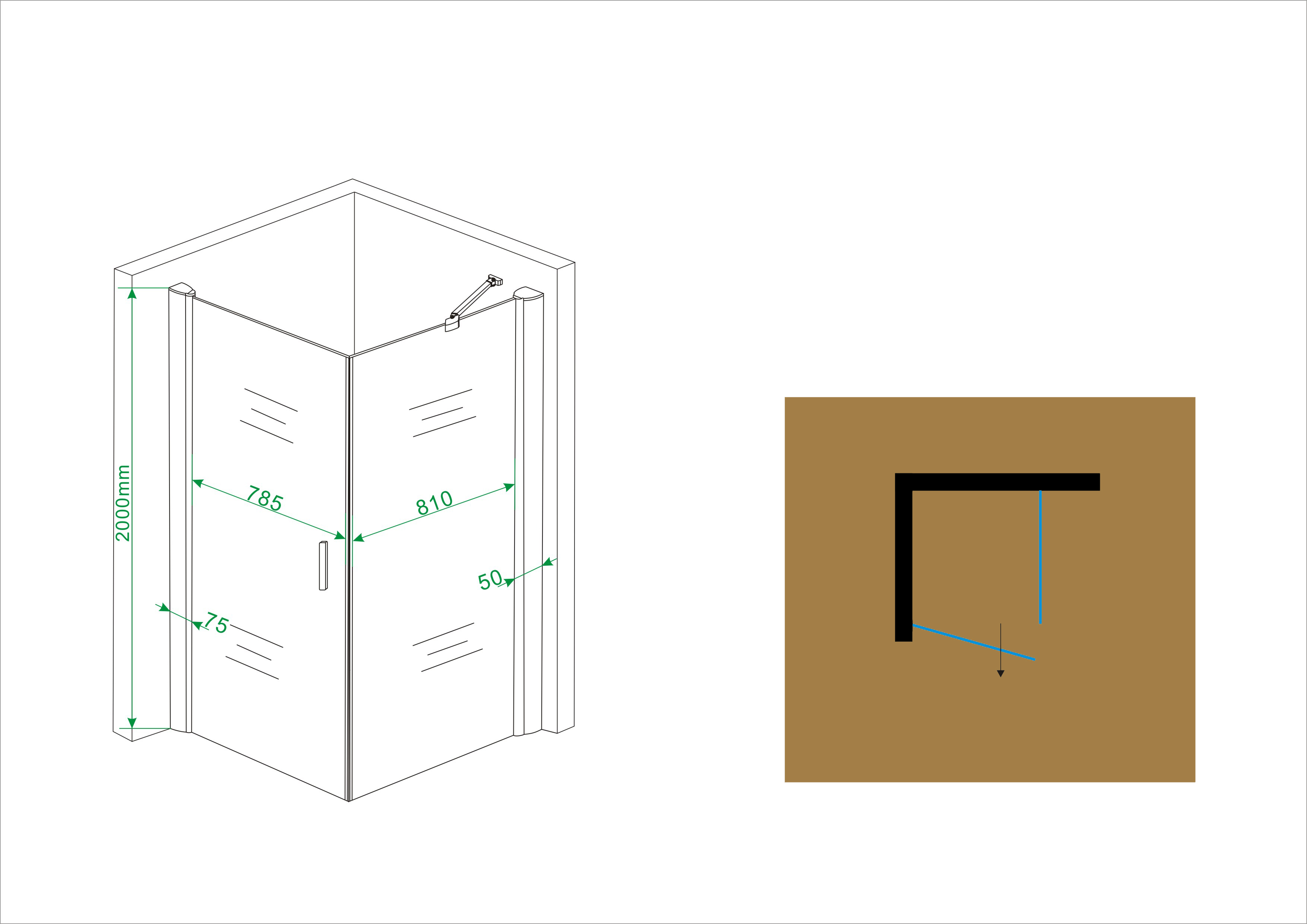Wiesbaden swingdeur + zijwand UNI 900x900x2000 chr.8mm NANO Wiesbaden swingdeur + zijwand UNI 900x900x2000 chr.8mm NANO