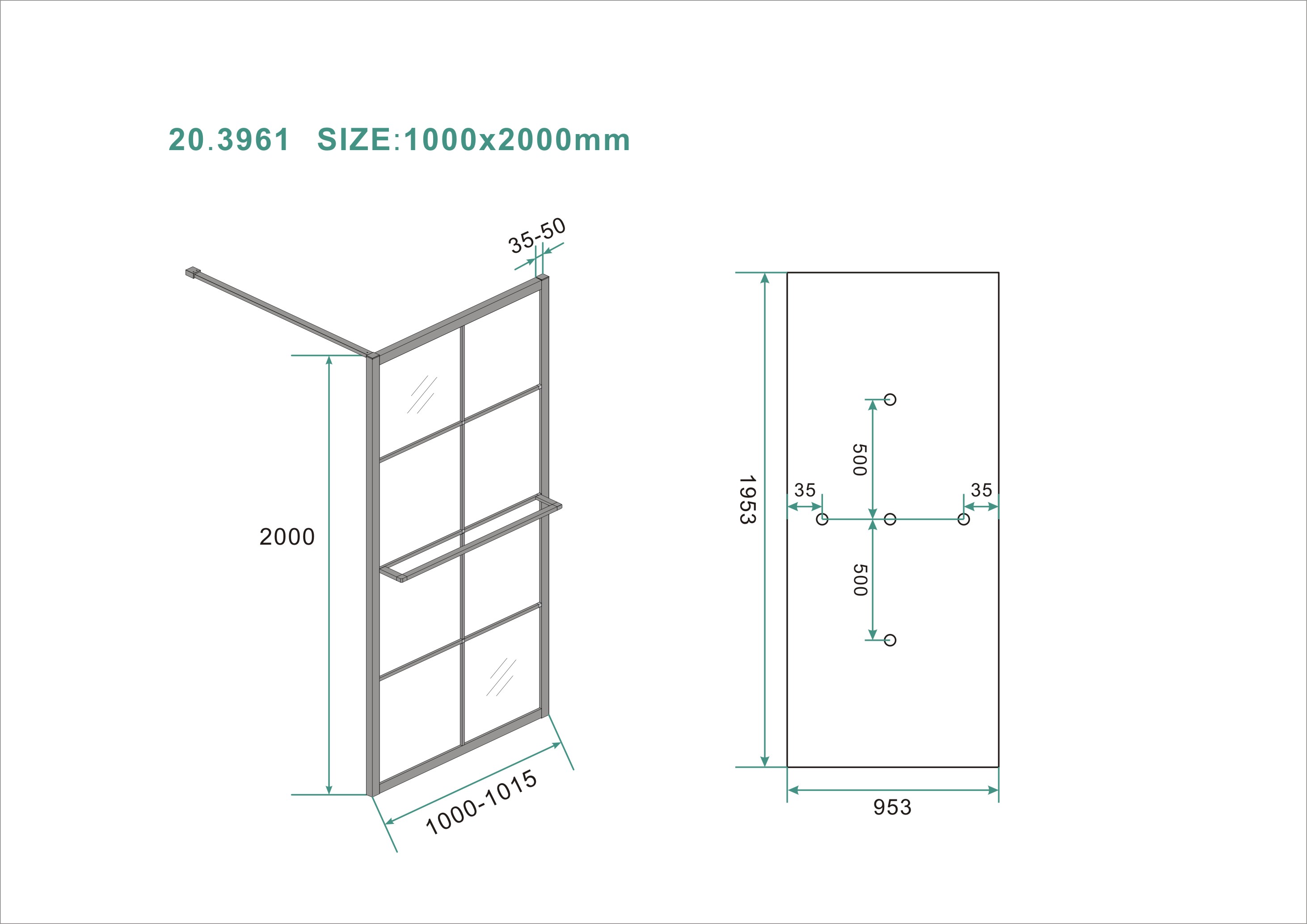 Wiesbaden Maaz inloopdouche zwart raster+handdoekhouder 100x200 cm - 10mm NANO glas Wiesbaden Maaz inloopdouche zwart raster+handdoekhouder 100x200 cm - 10mm NANO glas