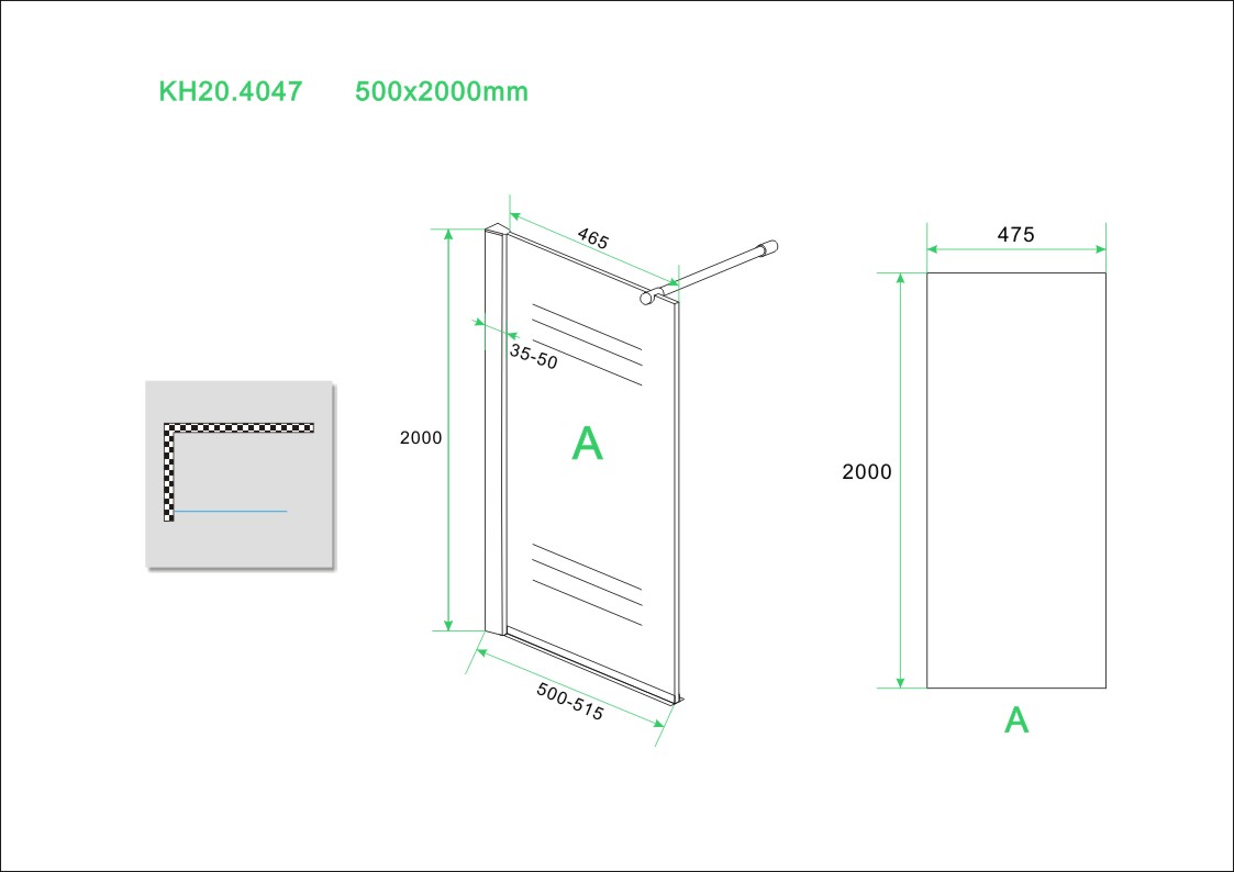 Wiesbaden Eco inloopdouche 50x200 cm - 8mm NANO glas Wiesbaden Eco inloopdouche 50x200 cm - 8mm NANO glas