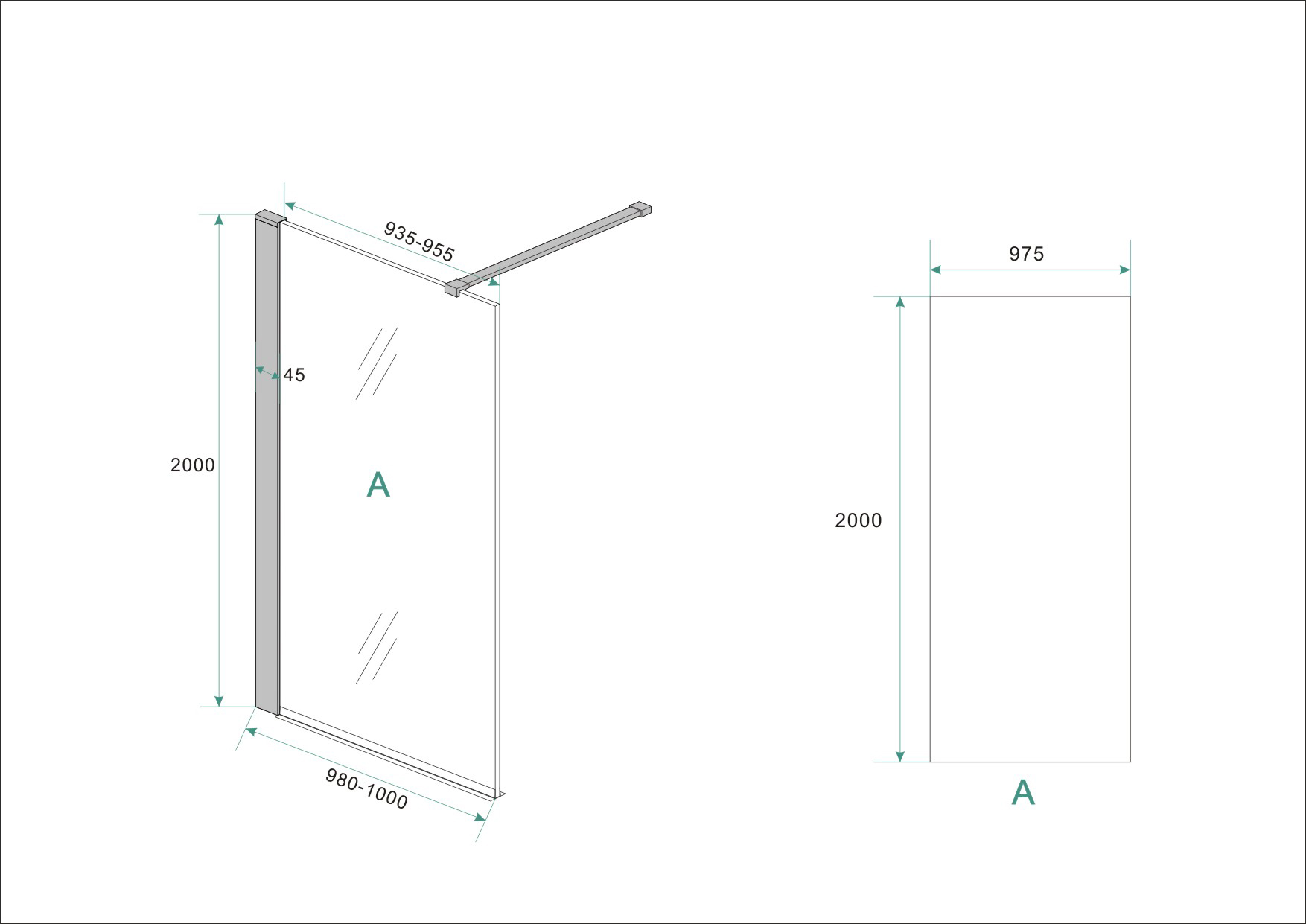 Wiesbaden Graffic inloopdouche met zwart profiel 100x200 cm - 10mm NANO veiligheidsglas Wiesbaden Graffic inloopdouche met zwart profiel 100x200 cm - 10mm NANO veiligheidsglas