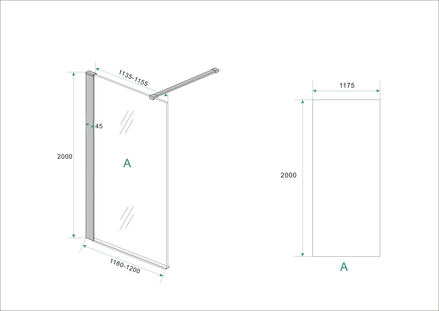 Wiesbaden Graffic inloopdouche met zwart profiel 120x200 cm - 10mm NANO veiligheidsglas Wiesbaden Graffic inloopdouche met zwart profiel 120x200 cm - 10mm NANO veiligheidsglas