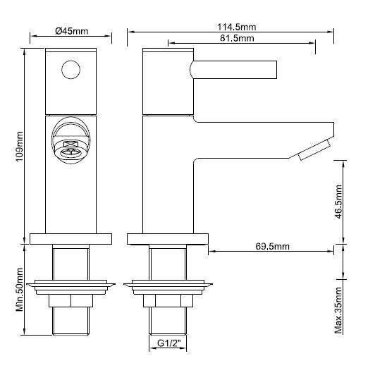 Wiesbaden Amador toiletkraan 1/2'' zwart Wiesbaden Amador toiletkraan 1/2'' zwart