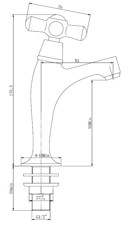 Wiesbaden Lento Toiletkraan 1/2'' chroom Wiesbaden Lento Toiletkraan 1/2'' chroom
