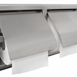 Wiesbaden Sunk dubbele inbouw toiletrolhouder met klep RVS Wiesbaden Sunk dubbele inbouw toiletrolhouder met klep RVS