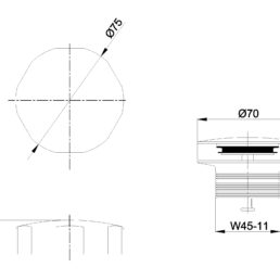 Wiesbaden knop/plug badoverloopcomb. geborsteld koper