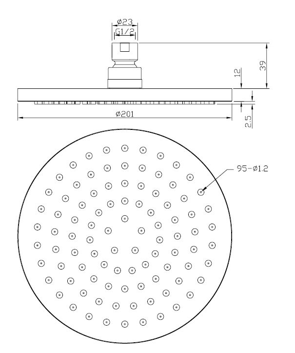 Wiesbaden luxe mess.hoofddouche rond 200mmx12mm chroom Wiesbaden luxe mess.hoofddouche rond 200mmx12mm chroom