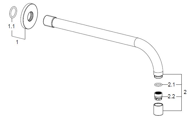 Wiesbaden SLIM 18mm uitloop rond 25cm 1/2" geborsteld staal Wiesbaden SLIM 18mm uitloop rond 25cm 1/2" geborsteld staal