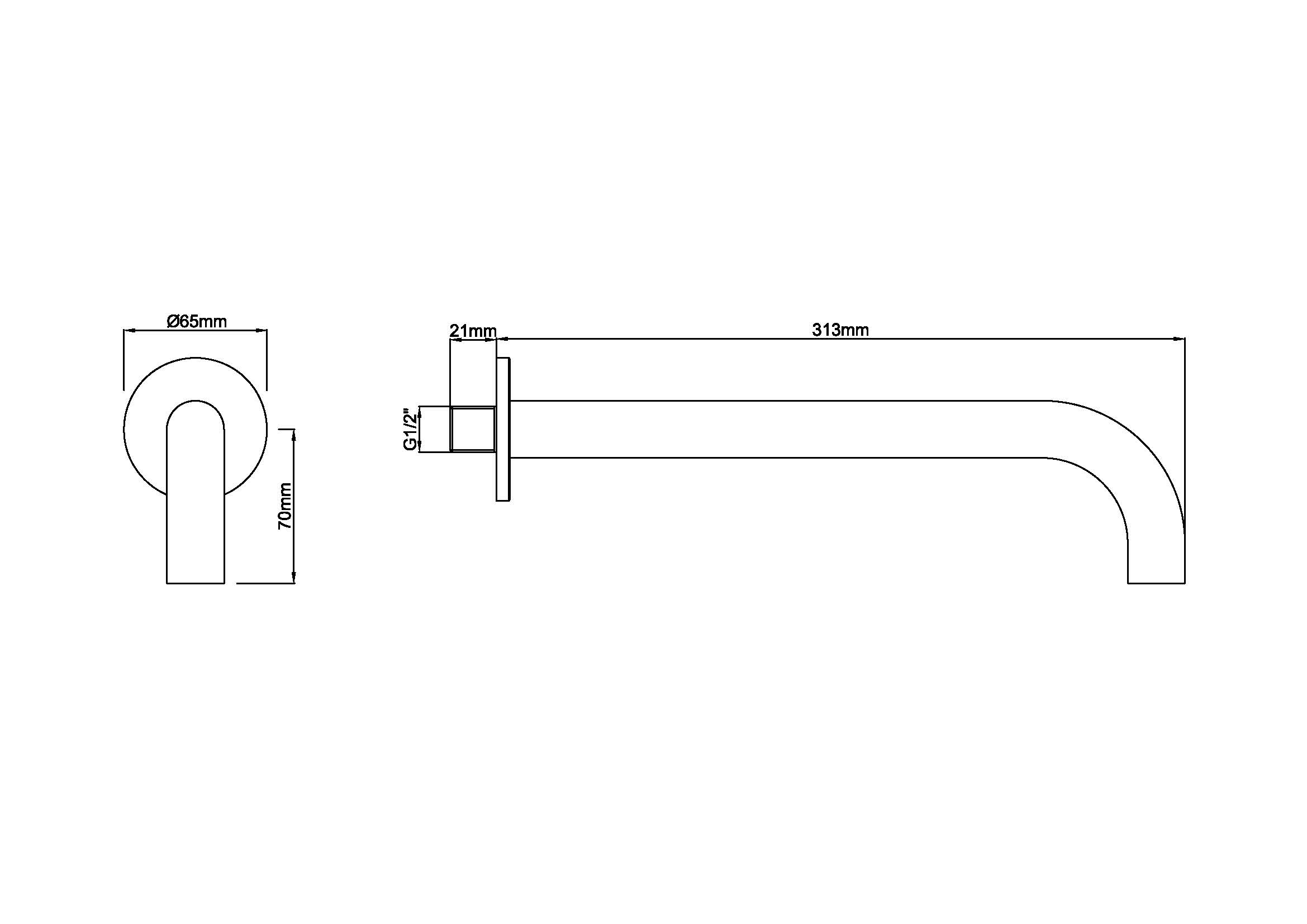 Wiesbaden inbouw-uitloop rond 30cm 1/2'' geborsteld koper Wiesbaden inbouw-uitloop rond 30cm 1/2'' geborsteld koper