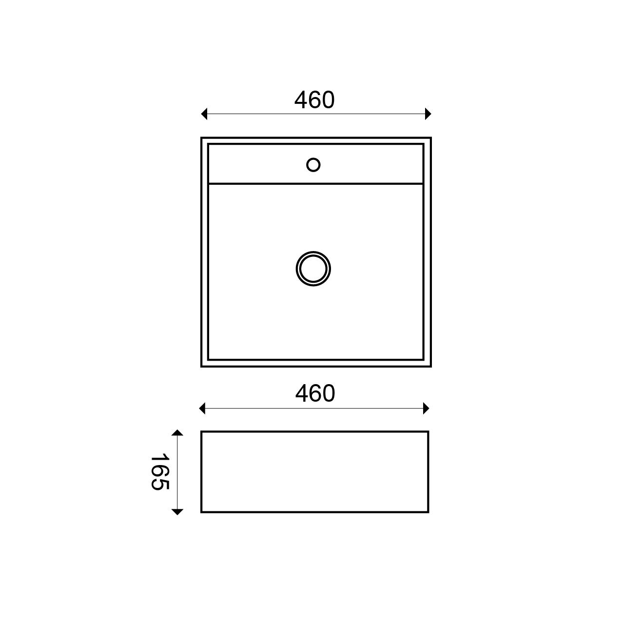 Larx waskom vierkant 46 x 46 x 16 Larx waskom vierkant 46 x 46 x 16