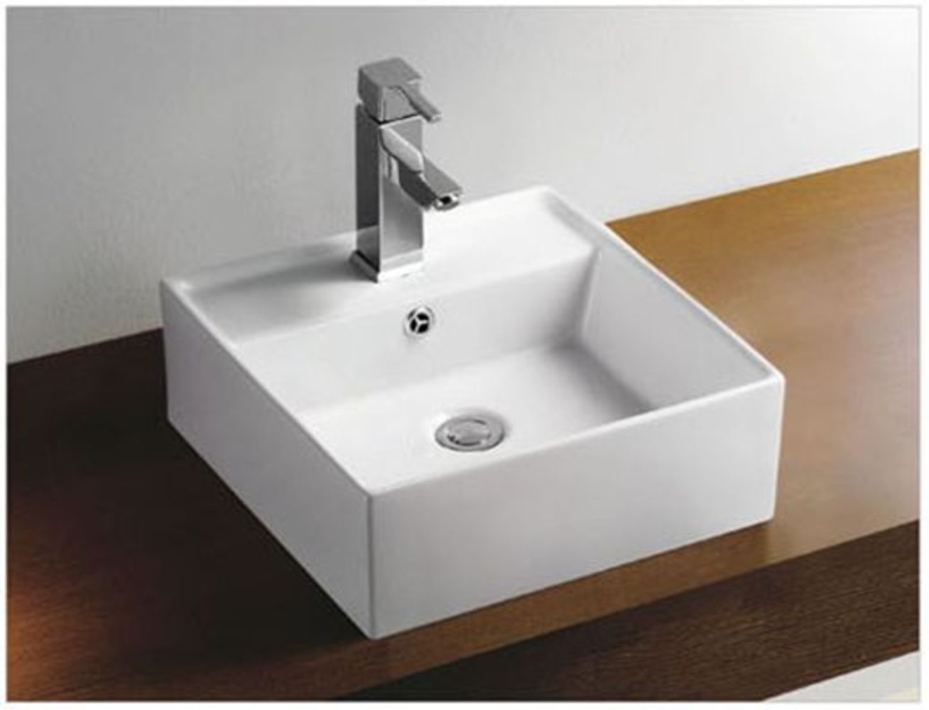 Larx waskom vierkant 41 x 41 x 15 cm keramiek glans wit Larx waskom vierkant 41 x 41 x 15 cm keramiek glans wit