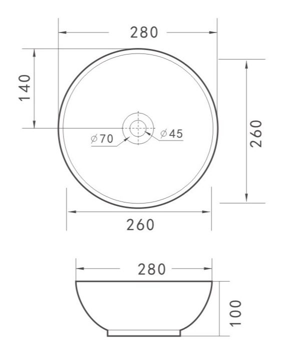 Kimo waskom rond 28 x 10 cm keramiek mat zwart Kimo waskom rond 28 x 10 cm keramiek mat zwart