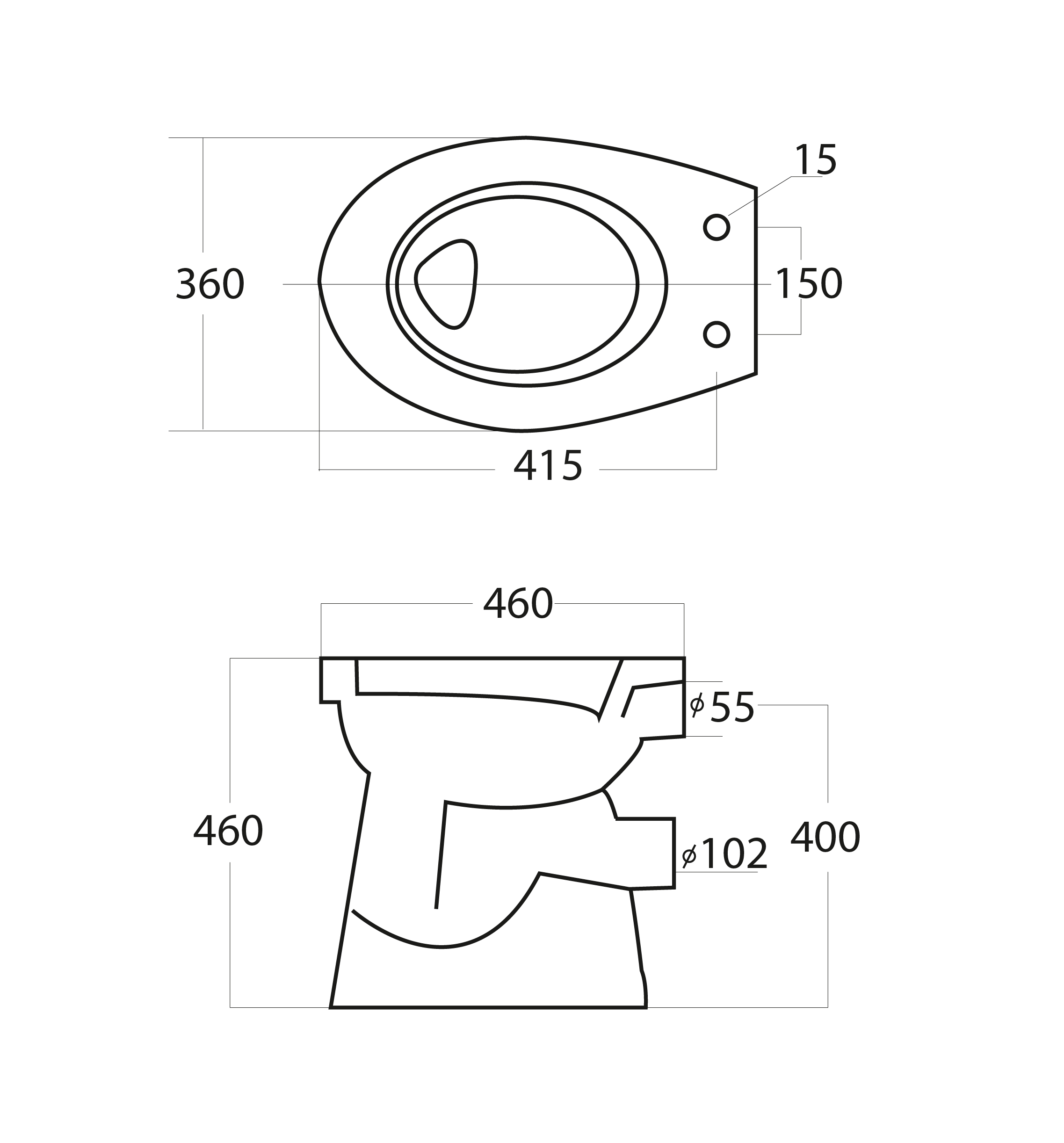 Wiesbaden staande verhoogde toiletpot +6 PK wit Wiesbaden staande verhoogde toiletpot +6 PK wit