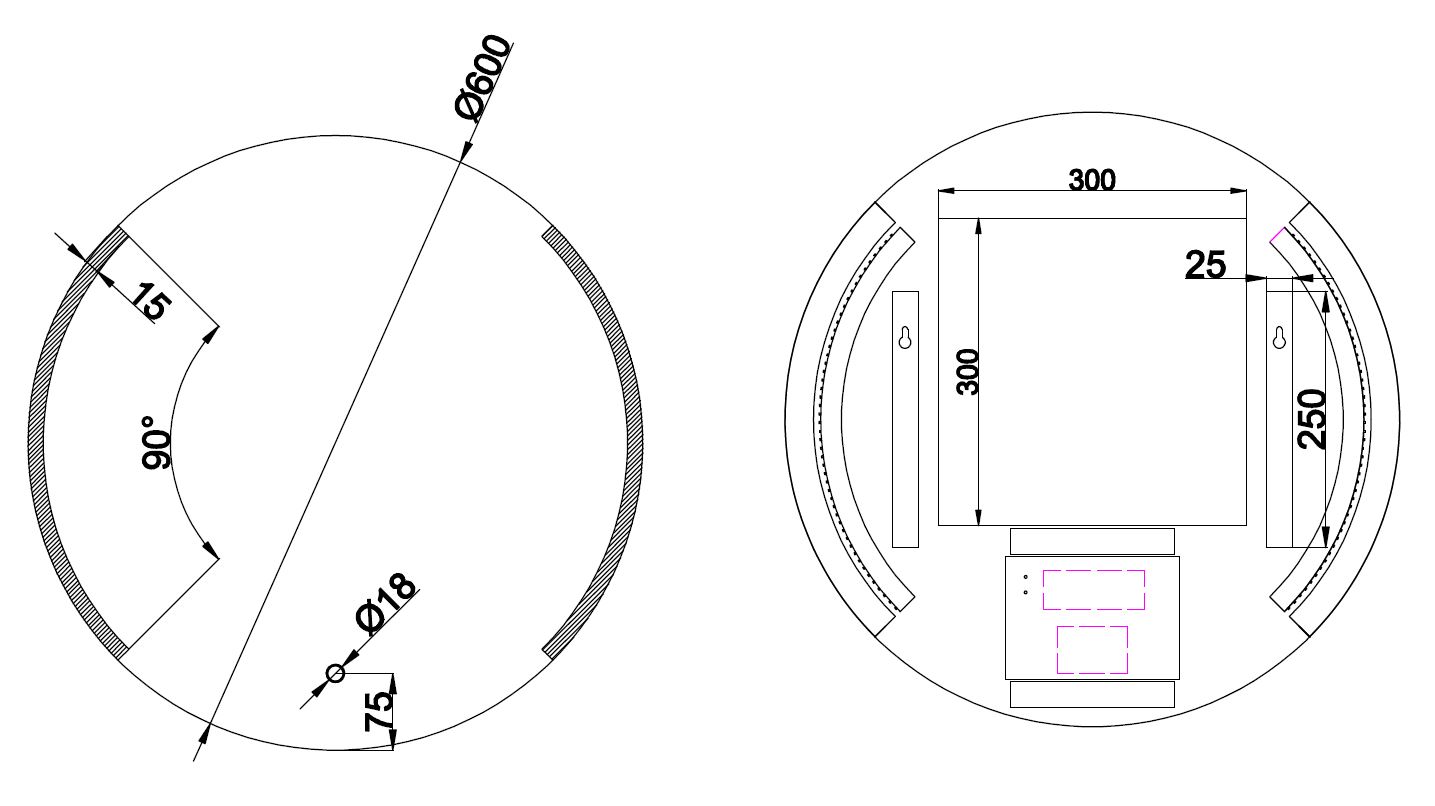 Wiesbaden Round dimbare LED condensvrije spiegel rond 60cm Wiesbaden Round dimbare LED condensvrije spiegel rond 60cm