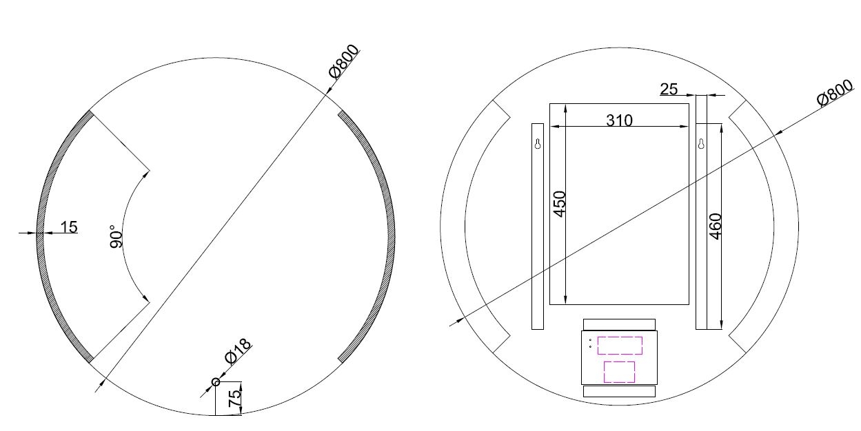 Wiesbaden Round dimbare LED condensvrije spiegel rond 80cm Wiesbaden Round dimbare LED condensvrije spiegel rond 80cm
