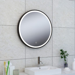Wiesbaden Maro spiegel 60cm rond + Led matzwart Wiesbaden Maro spiegel 60cm rond + Led matzwart