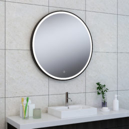 Wiesbaden Maro spiegel 80cm rond + Led matzwart Wiesbaden Maro spiegel 80cm rond + Led matzwart