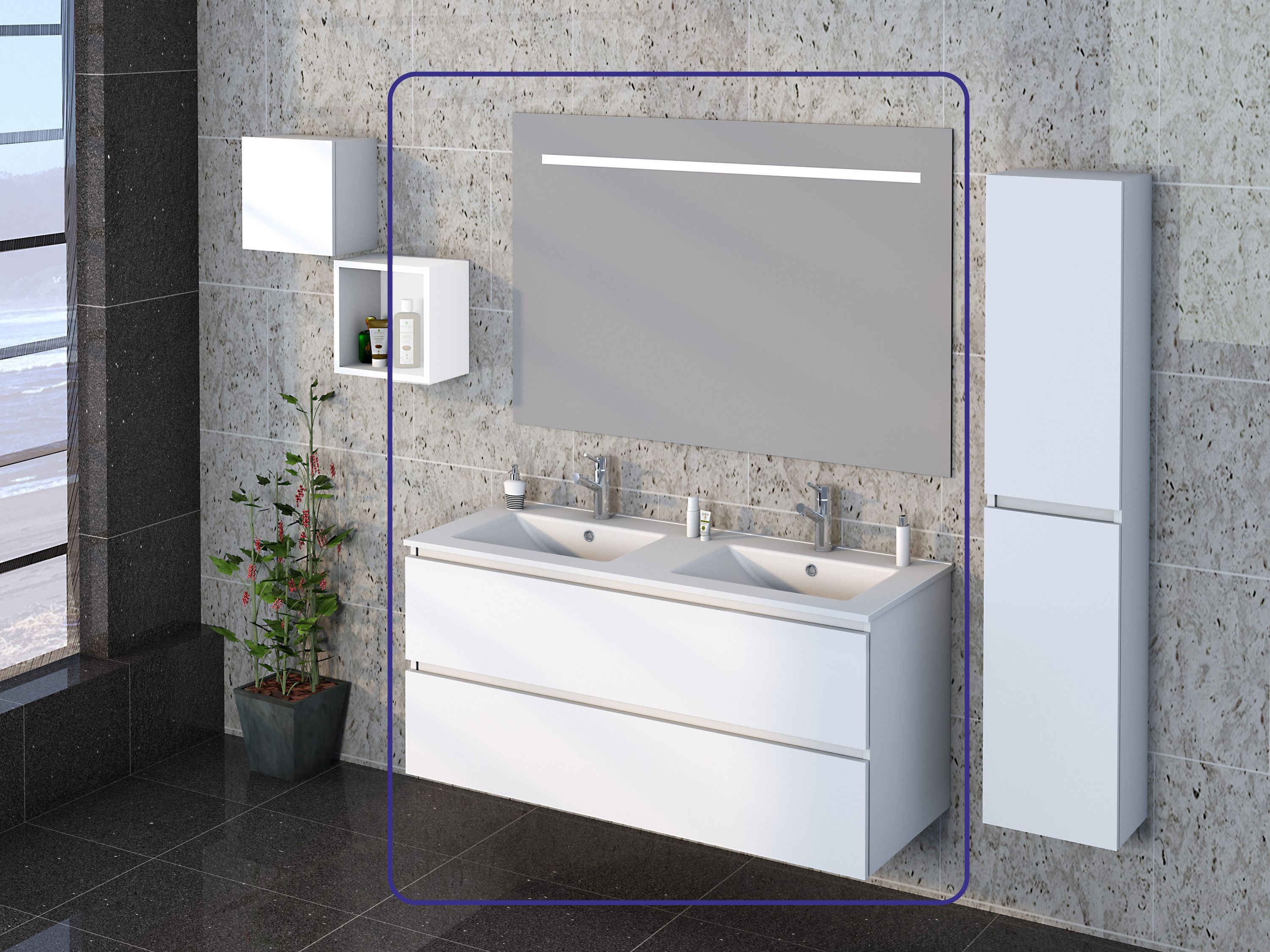 Wiesbaden SEPHIA compleet badmeubel 120cm mat-wit Wiesbaden SEPHIA compleet badmeubel 120cm mat-wit