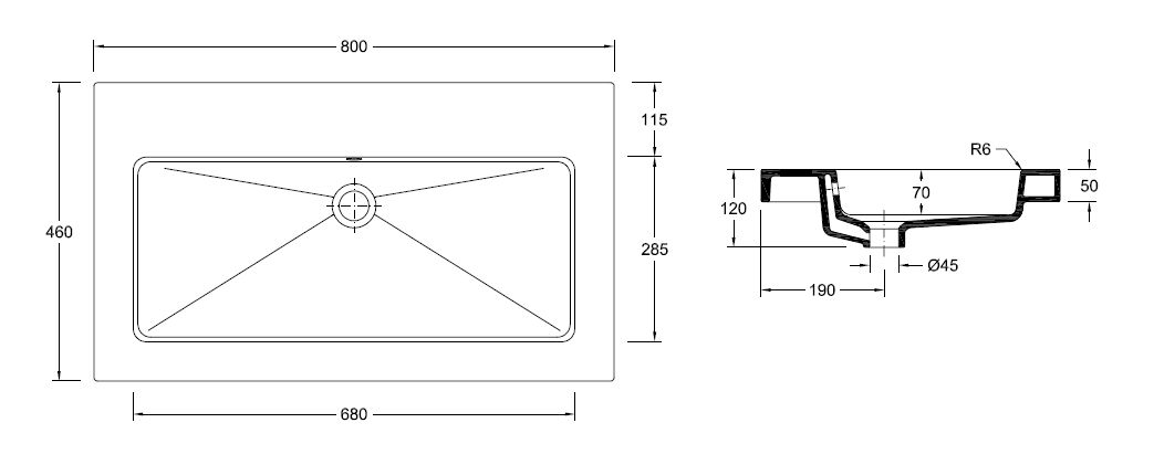 Wiesbaden keramische meubelwastafel 80x46 zonder kr.gat Wiesbaden keramische meubelwastafel 80x46 zonder kr.gat