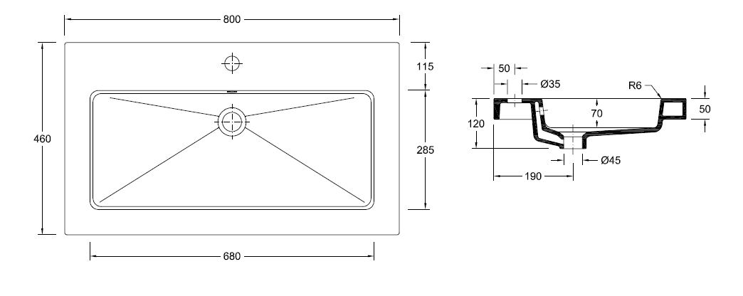 Wiesbaden keramische meubelwastafel 80x46 1 kr.gat Wiesbaden keramische meubelwastafel 80x46 1 kr.gat