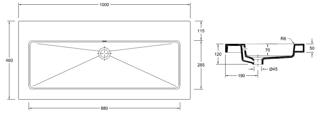 Wiesbaden keramische meubelwastafel 100x46 zonder kr.gat Wiesbaden keramische meubelwastafel 100x46 zonder kr.gat