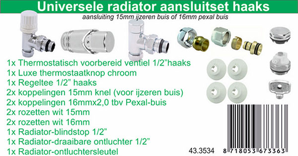 Wiesbaden luxe therm. rad. aansluitset haaks chroom Wiesbaden luxe therm. rad. aansluitset haaks chroom