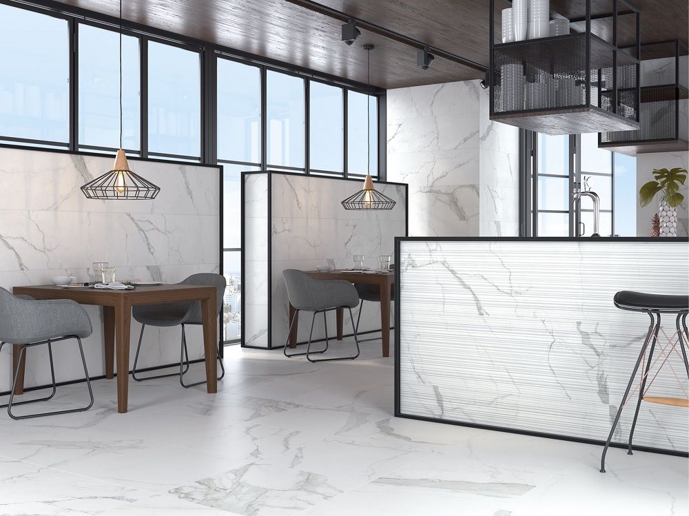 Statuario mat 75x75 rett vloertegels / wandtegels Statuario mat 75x75 rett vloertegels / wandtegels