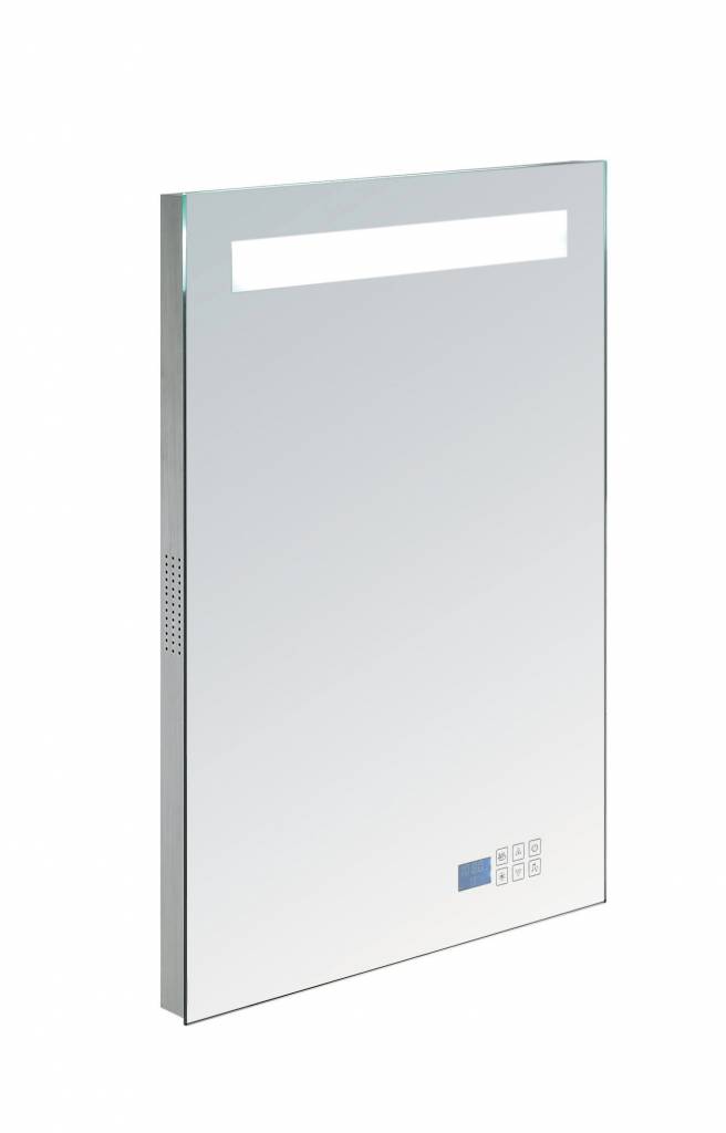 Aluminium spiegel met LED verlichting en radio 58 Aluminium spiegel met LED verlichting en radio 58 met spiegelverwarming