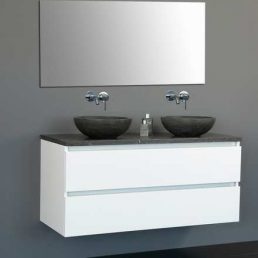 Badmeubel Trend Dynasty met 2 ronde kommen 120 Hoogglans Wit Badmeubel Trend Dynasty met 2 ronde kommen 120 Hoogglans Wit