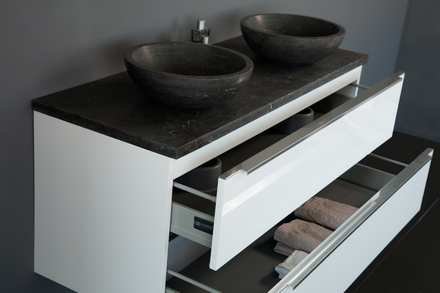 Badmeubel Senza Dynasty met 2 ronde kommen 120 Hoogglans Wit Badmeubel Senza Dynasty met 2 ronde kommen 120 Hoogglans Wit