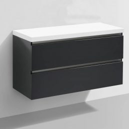 Badmeubel Trend met Flat kunstmarmer top 100 Hoogglans Antraciet