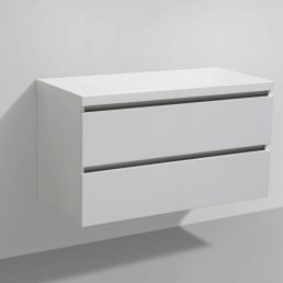 Badmeubel Trend met Flat kunstmarmer top 100 Hoogglans Wit
