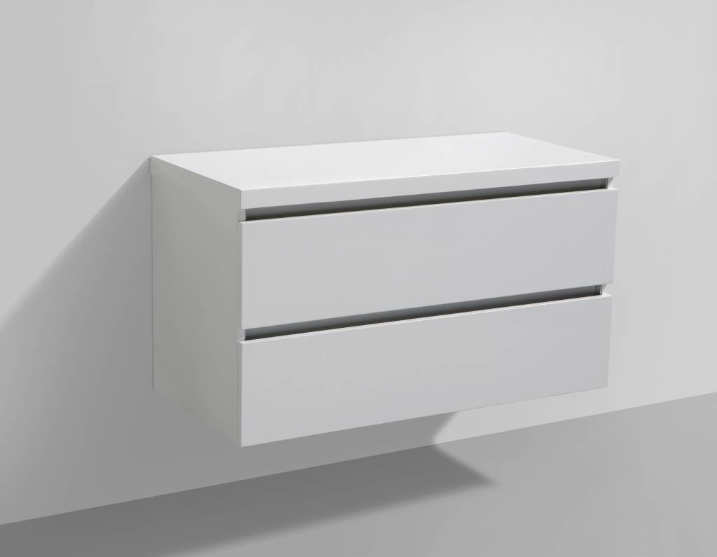 Badmeubel Trend met Flat kunstmarmer top 100 Hoogglans Wit Badmeubel Trend met Flat kunstmarmer top 100 Hoogglans Wit