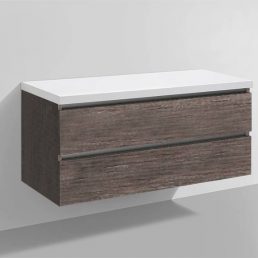 Badmeubel Trend met Flat kunstmarmer top 120 Century Oak Badmeubel Trend met Flat kunstmarmer top 120 Century Oak