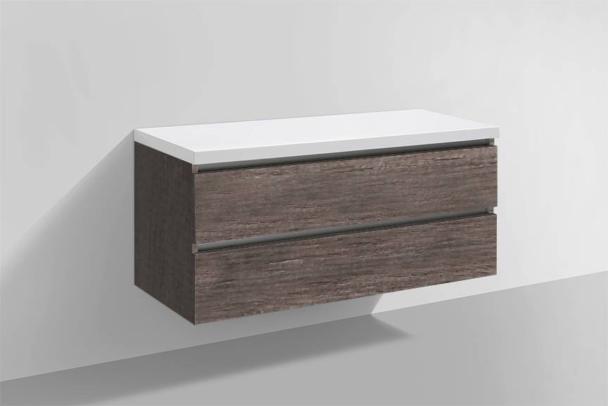 Badmeubel Trend met Flat kunstmarmer top 120 Century Oak Badmeubel Trend met Flat kunstmarmer top 120 Century Oak