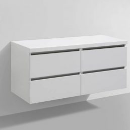 Badmeubel Trend met Flat kunstmarmer top 120 Wit met 4 lades Badmeubel Trend met Flat kunstmarmer top 120 Wit met 4 lades