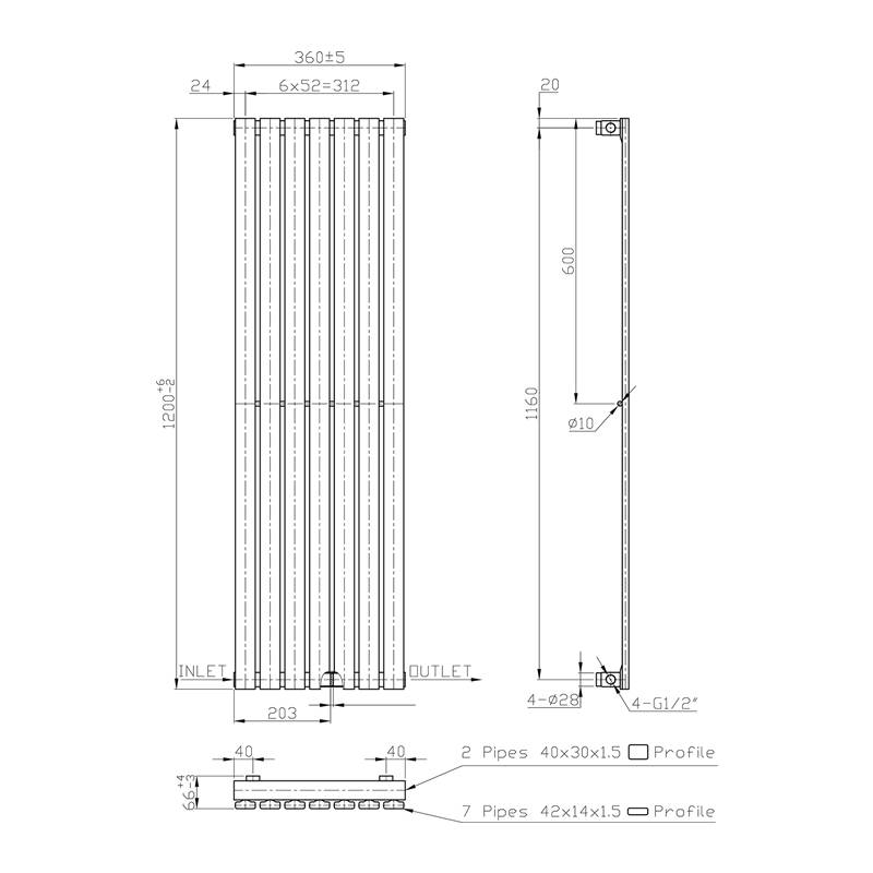 Radiator Idella 120x36 cm chroom Radiator Idella 120x36 cm chroom