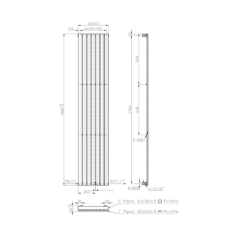 Radiator Idella 180x36 cm chroom Radiator Idella 180x36 cm chroom