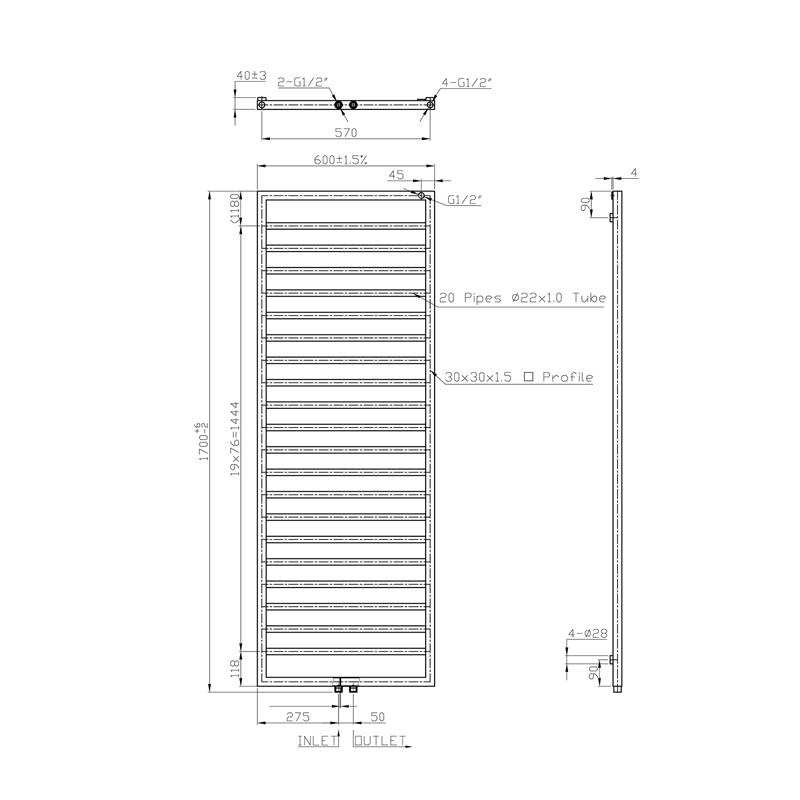 Radiator Bornova 170x60 cm wit Radiator Bornova 170x60 cm wit