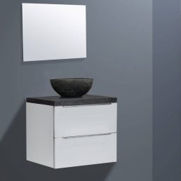 Badmeubel Senza Dynasty met ronde kom 60 Hoogglans Wit Badmeubel Senza Dynasty met ronde kom 60 Hoogglans Wit