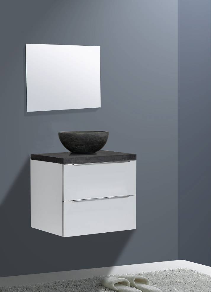 Badmeubel Senza Dynasty met ronde kom 60 Hoogglans Wit Badmeubel Senza Dynasty met ronde kom 60 Hoogglans Wit