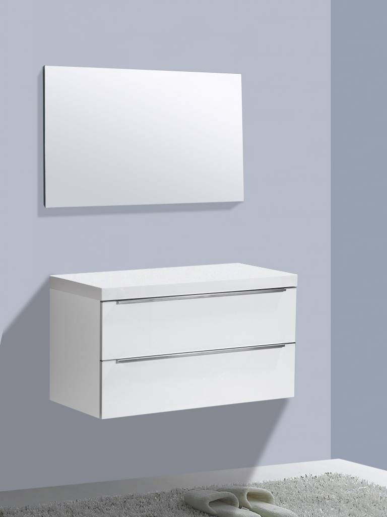 Badmeubel Senza Flat kunstmarmer top 100 Wit Badmeubel Senza Flat kunstmarmer top 100 Wit