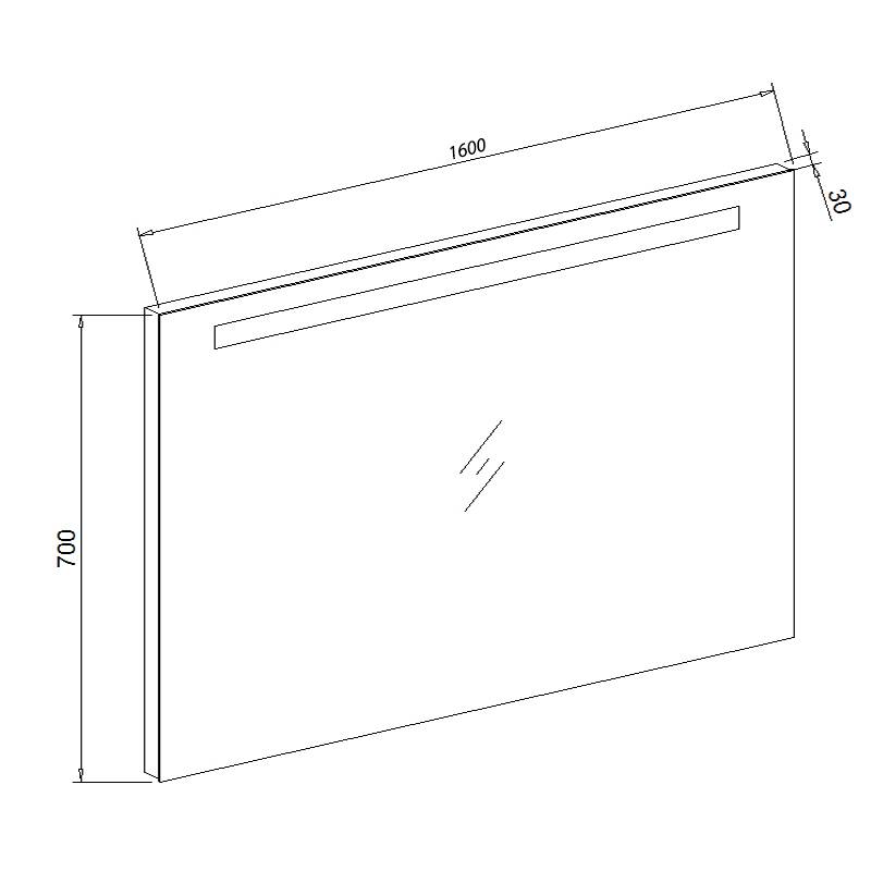 Aluminium spiegel met LED verlichting en onderverlichting 160 Aluminium spiegel met LED verlichting en onderverlichting 160