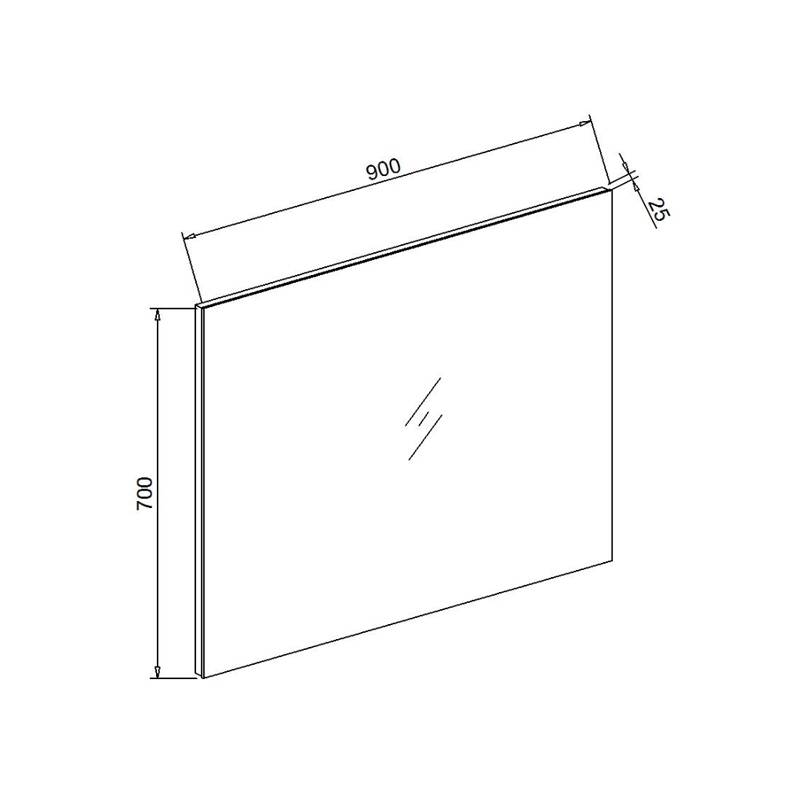 Standaard spiegel 90x70x2,5cm met spiegelverwarming Standaard spiegel 90x70x2,5cm