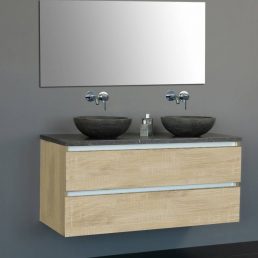 Badmeubel Trend Dynasty met 2 ronde kommen 120 Light Wood Badmeubel Trend Dynasty met 2 ronde kommen 120 Light Wood