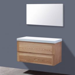 Badmeubel Wood met Flat kunstmarmer Top 100 Badmeubel Wood met Flat kunstmarmer Top 100