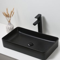 Waskom Opbouw Lorens Rechthoek 60x34x11cm Mat Zwart Waskom Opbouw Lorens Rechthoek 60x34x11cm Mat Zwart