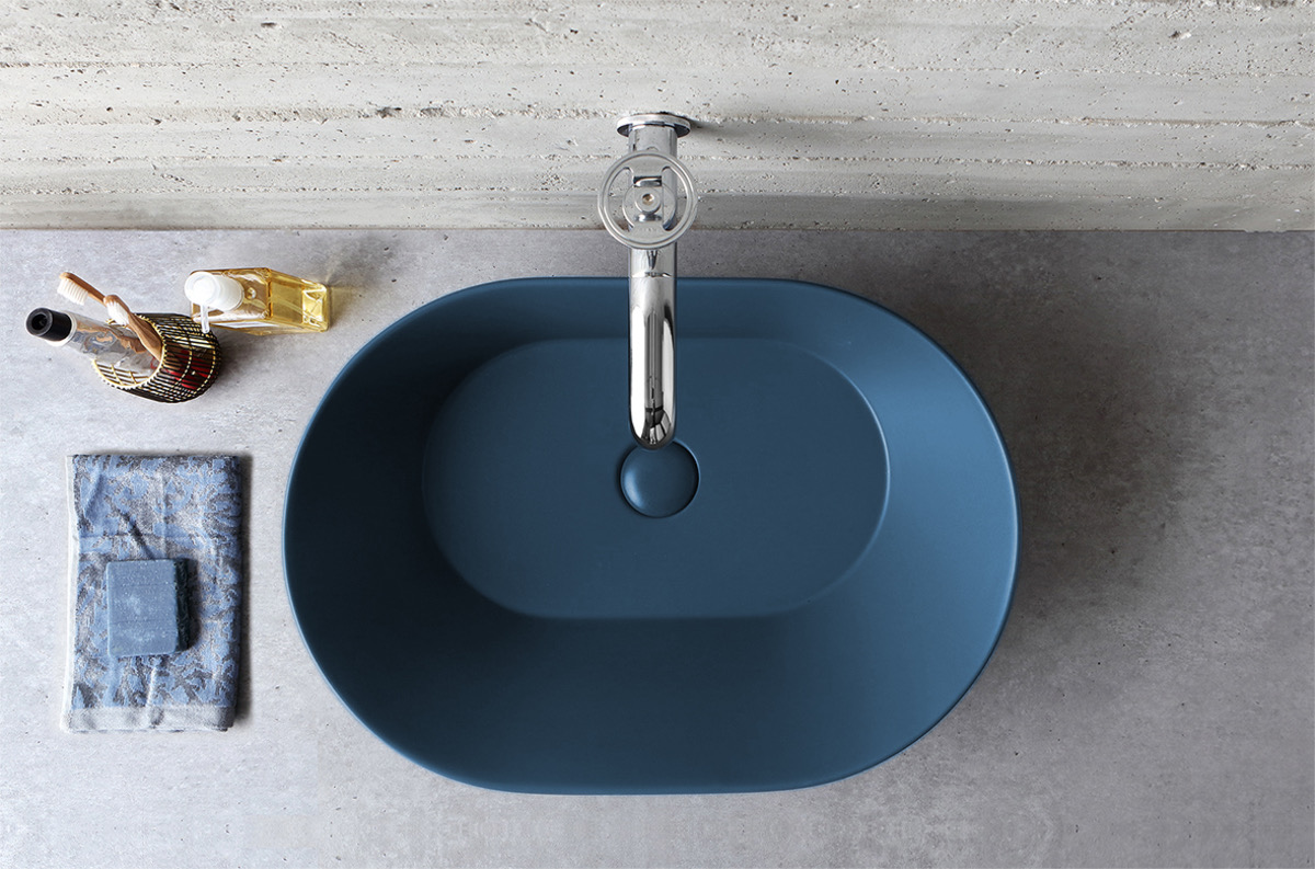 Mees Design Opbouw Waskom Ovaal Mat Blauw Mees Design Opbouw Waskom Ovaal Mat Blauw