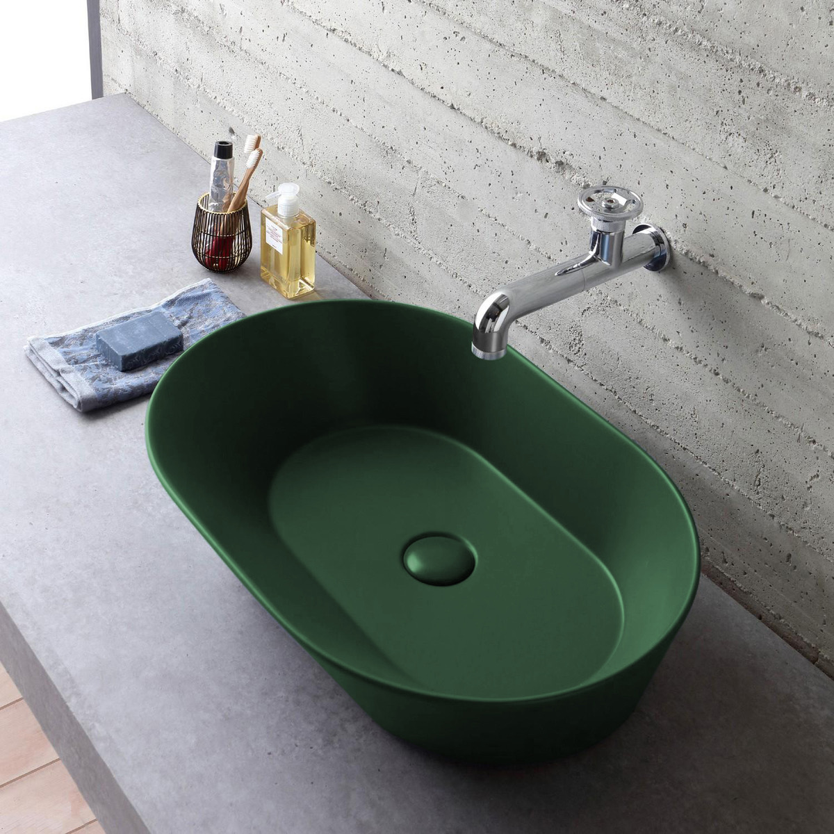 Mees Design Opbouw Waskom Ovaal Mat Groen Mees Design Opbouw Waskom Ovaal Mat Groen