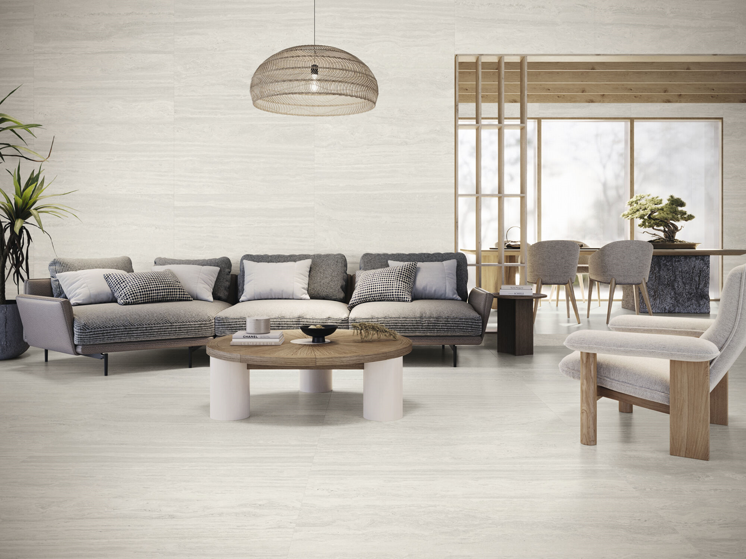 Wandtegel Overland Antracite Groove 60x120 rett Vloertegel Venice Bianco mat 60x120 rett
